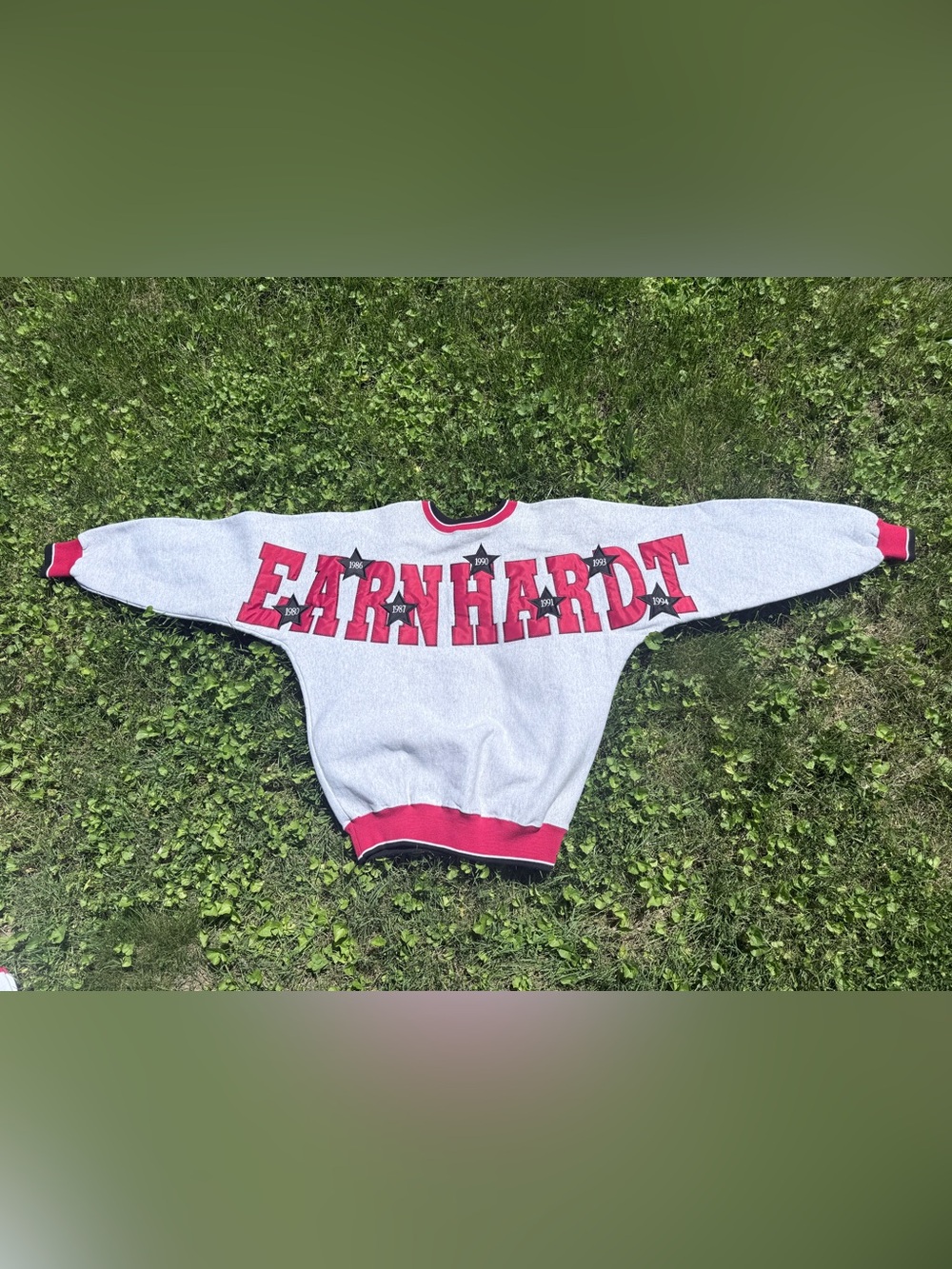 Vintage Nascar Dale Earnhardt Crew Sweatshirt Grey Raised Letters Embroidered M